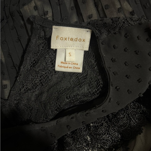 Anthropologie Foxiedox Mini Dress Maisie Black Tiered Goth Lace Crochet  Small - Picture 6 of 7
